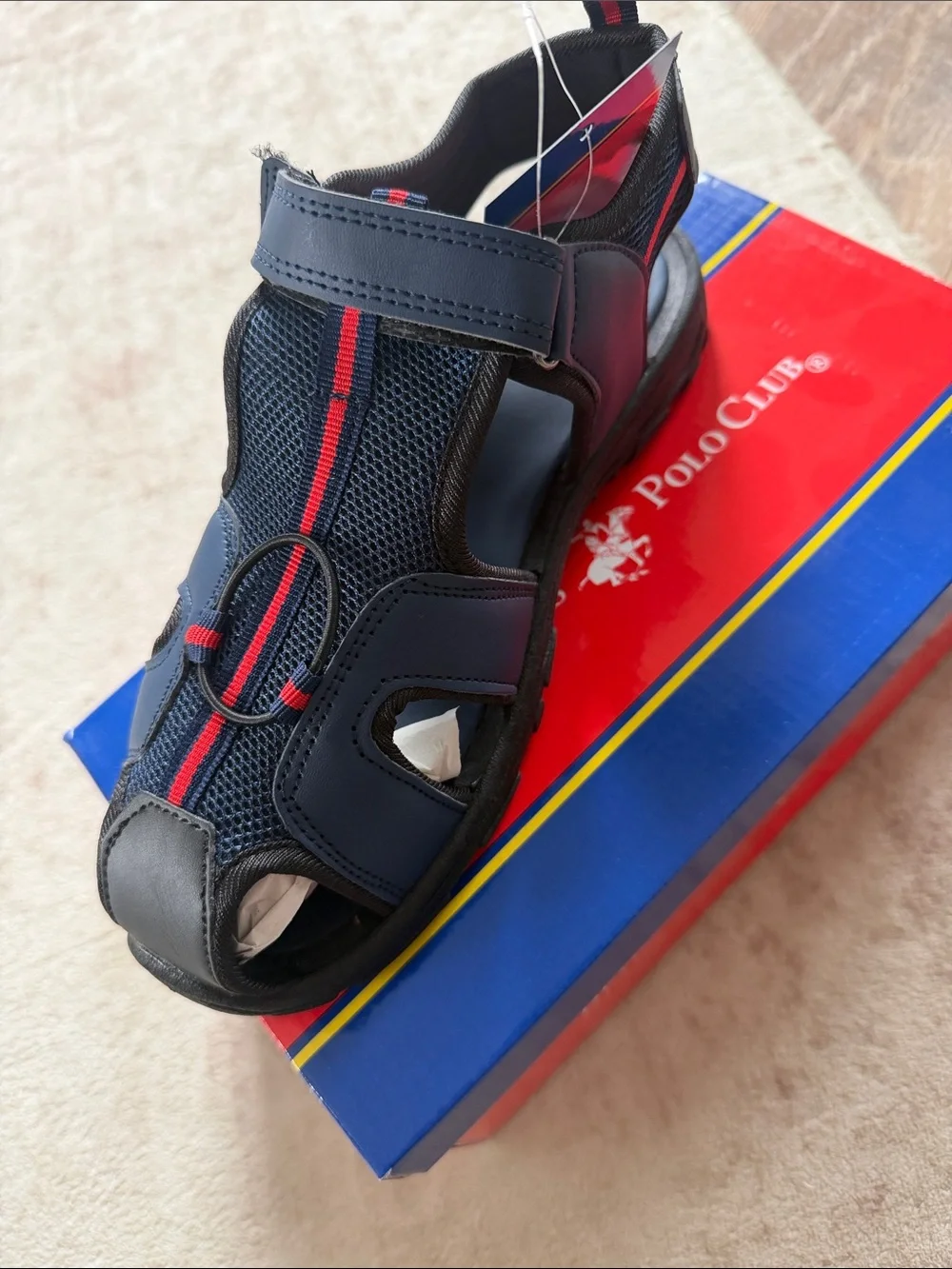 Beverly Hills Polo Club Navy & Red Kids Sport Sandals